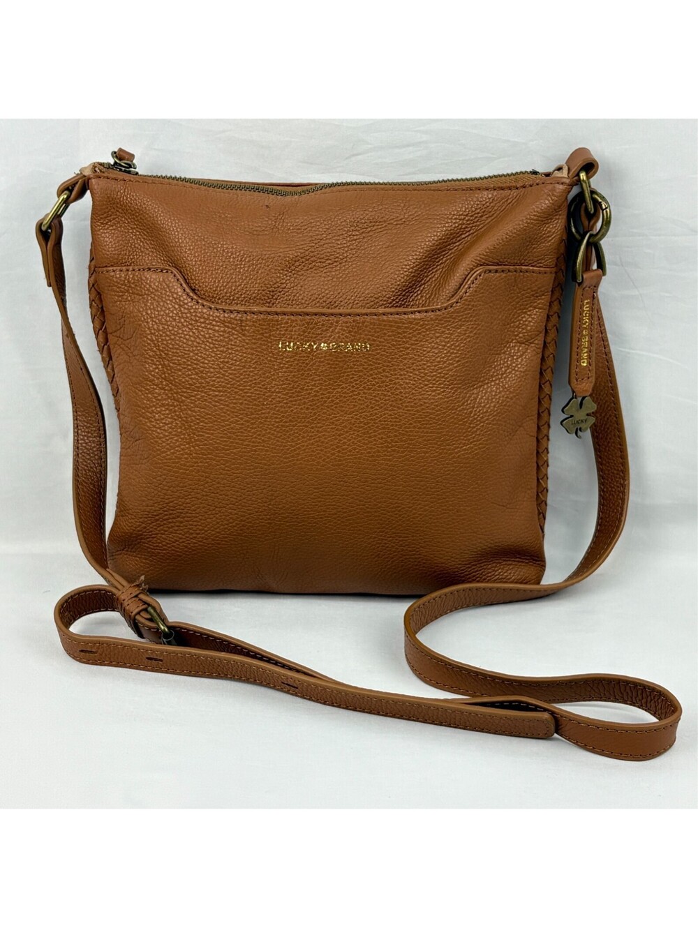 Lucky Brand Camel Brown Soft Leather Crossbody Purse RN100583